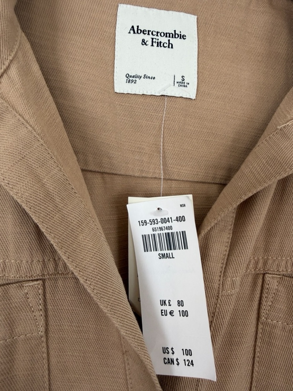 NWT ($100) Abercrombie & Fitch Tan Button-Front Utility Jumpsuit Sz S - Picture 6 of 10